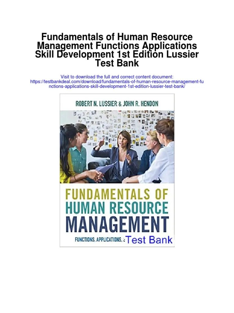 Fundamentals of Human Resource Management Functions Applications Skill