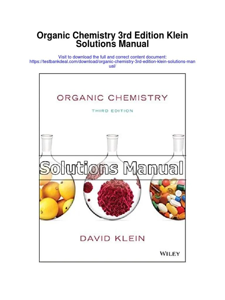 Organic Chemistry 3rd Edition Klein Solutions Manual | PDF | Widow | Wife