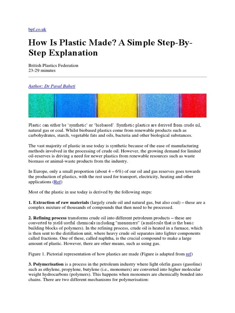 How Is Plastic Made A Simple StepByStep Explanation PDF Polymers