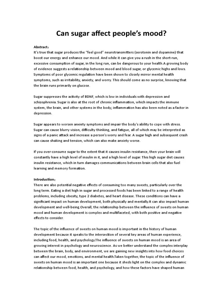 Can Sugar Affect People Sally PDF Mental Health Mood (Psychology)
