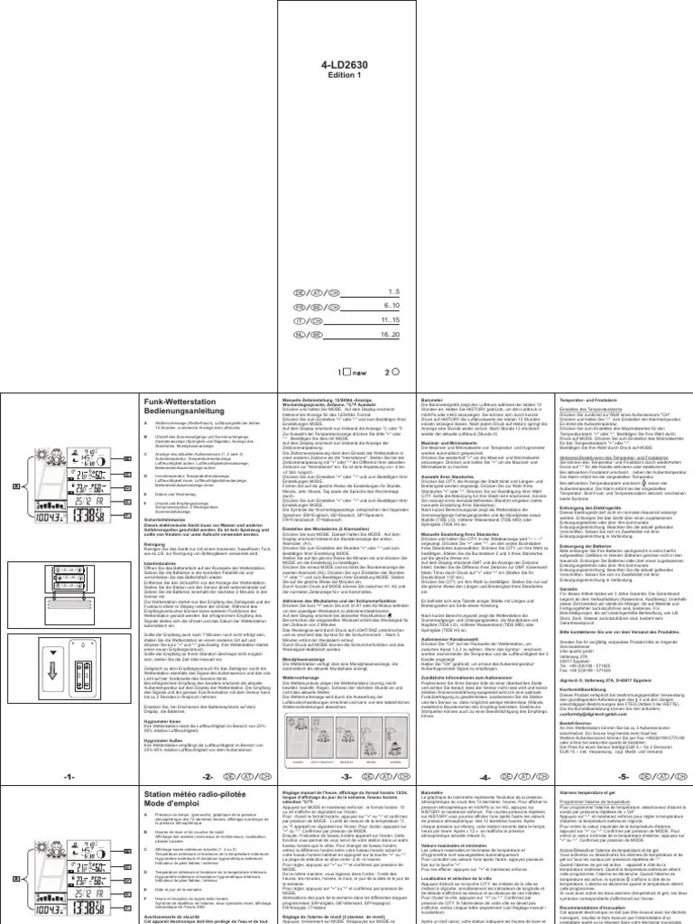 Auriol 4-LD2630 Weather Station - Bedienungsanleitung | PDF
