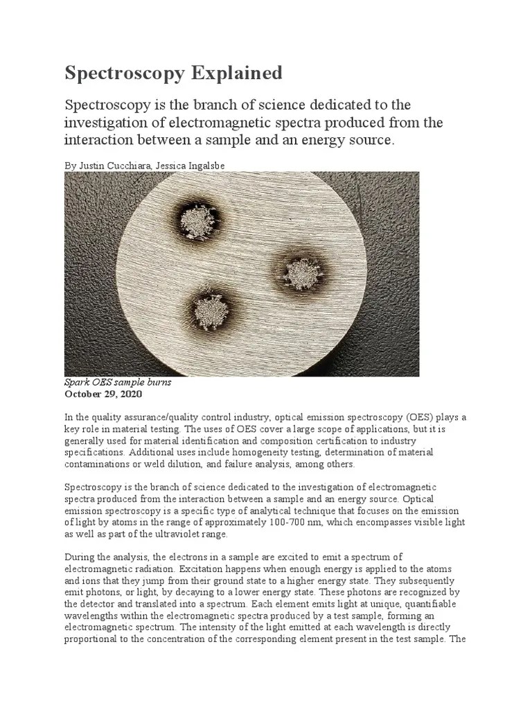 Spectroscopy Explained PDF Emission Spectrum Spectroscopy