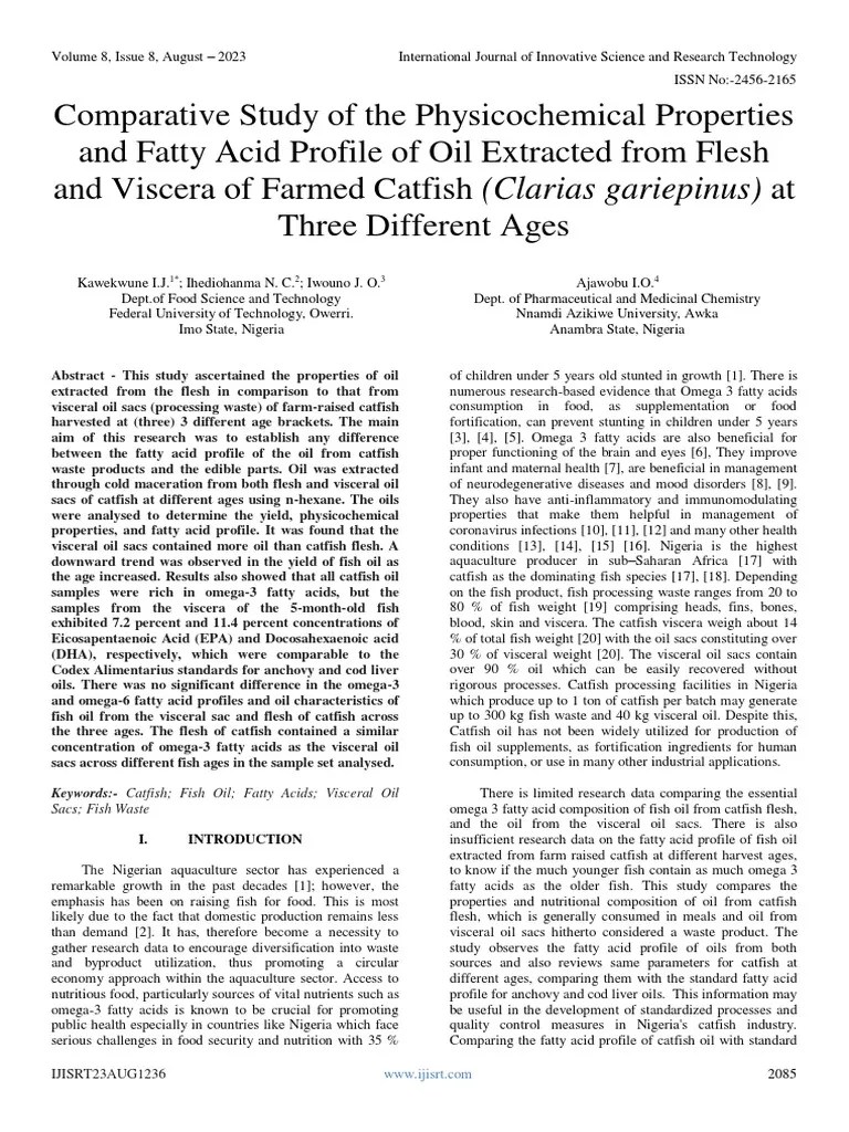 Comparative Study of The Physicochemical Properties and Fatty Acid