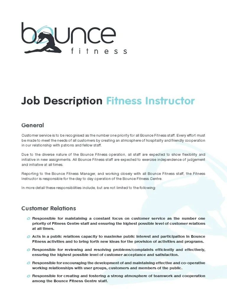 BSBHRM411 Case Study Bounce Fitness Fitness Instructor Job