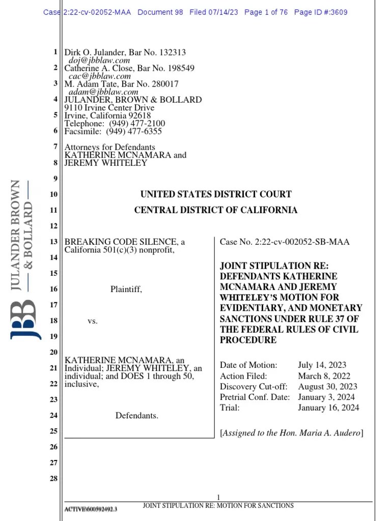 Joint Stipulation For Defendant's Motion For Evidentiary and