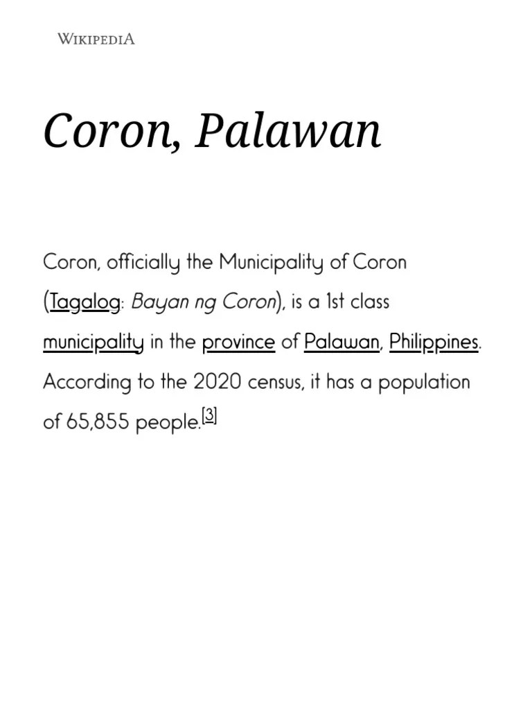 Coron, Palawan Wikipedia PDF