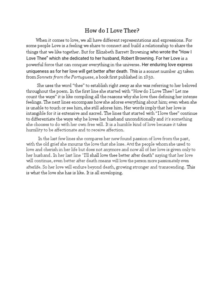 How Do I Love Thee ANALYSIS PDF