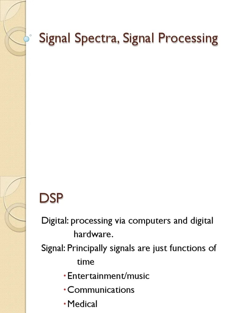 Signal Spectra, Signal Processing Lecture Part 1 PDF