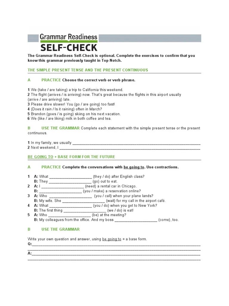 Top Notch 1 Final Exam PDF Grammar Linguistic Typology