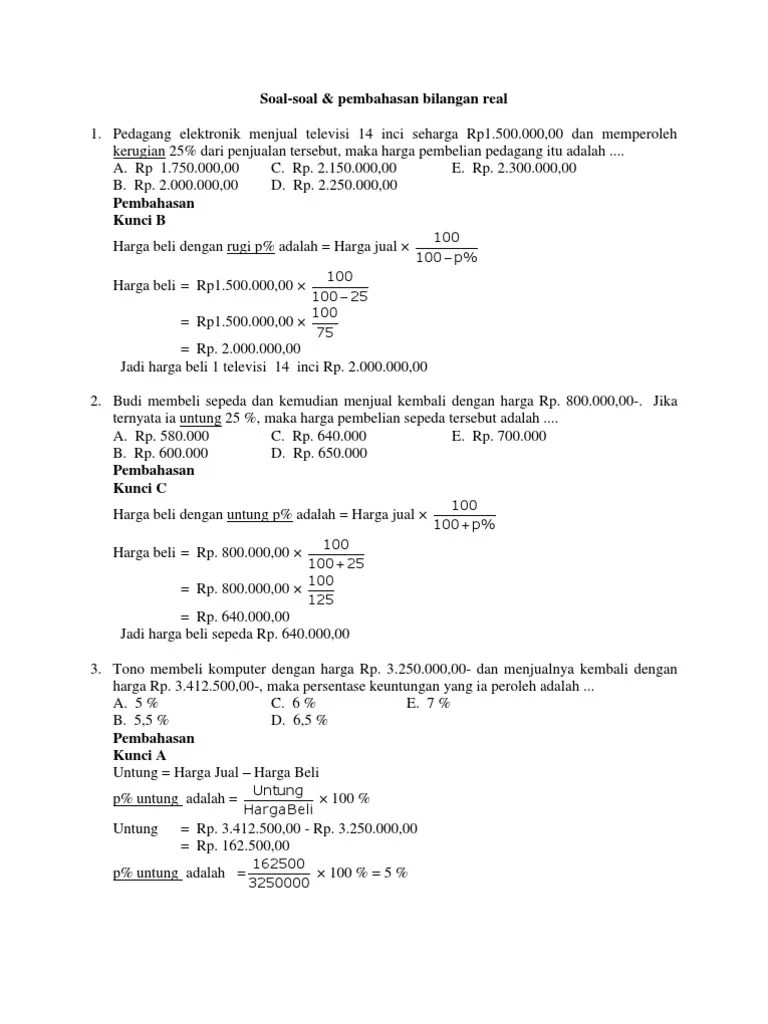 Soal Soal Dan Pembahasan Bilangan Real | PDF