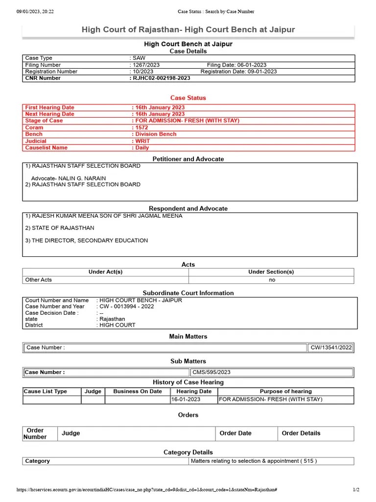 Case Status Search by Case Number PDF Constitutional Law