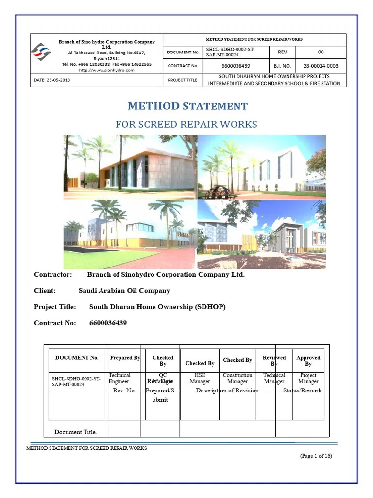 MS Final For Screed Repair Works 6600036439 PDF Concrete Specification (Technical Standard)