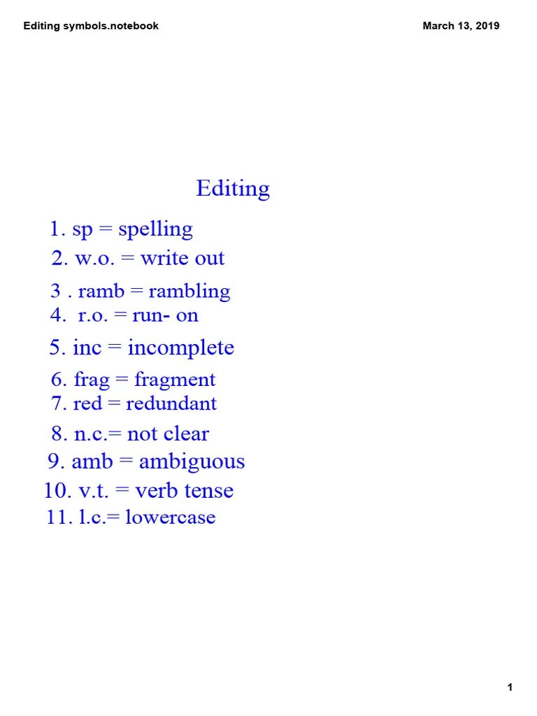 Editing Symbols PDF