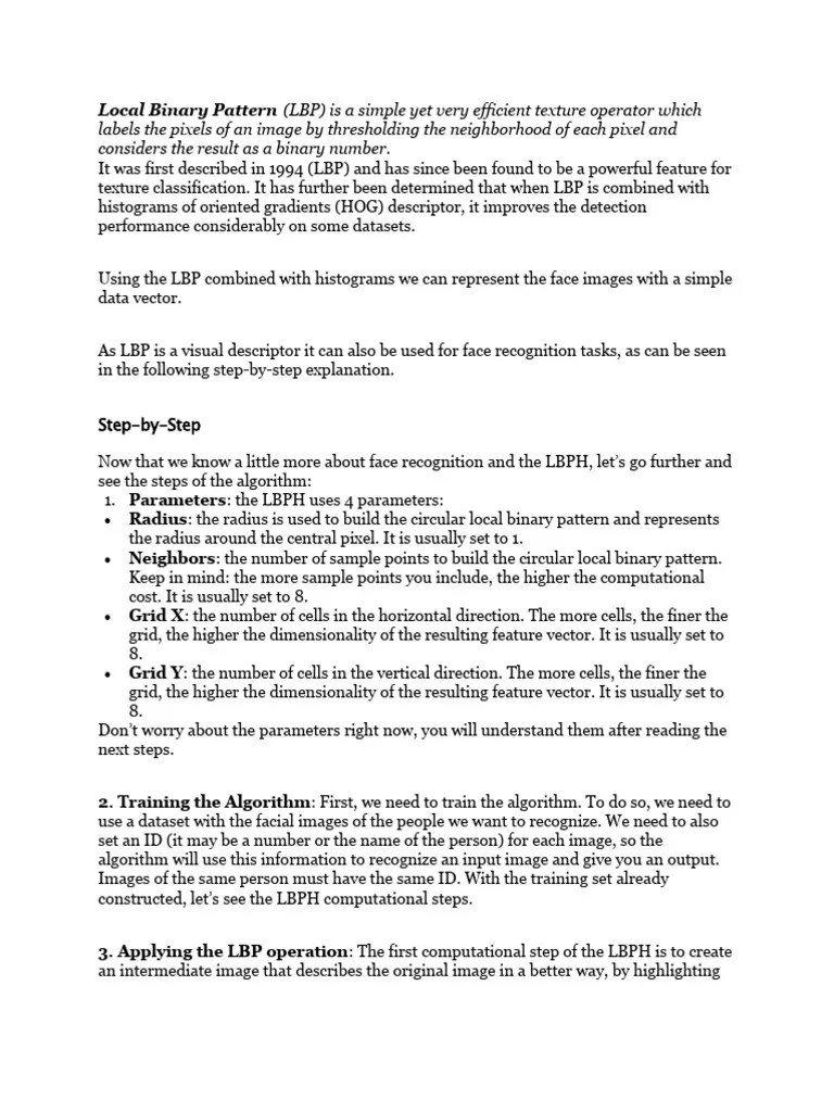 Local Binary Pattern PDF Signal Processing Computer Vision