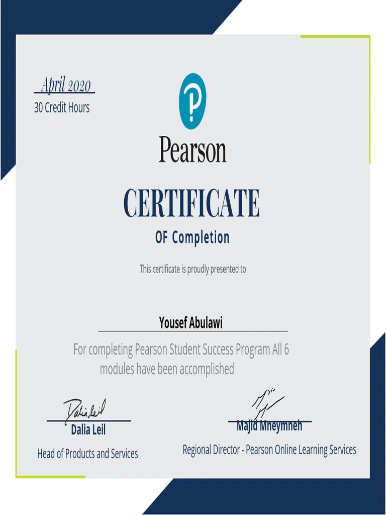 Pearson Certificate PDF