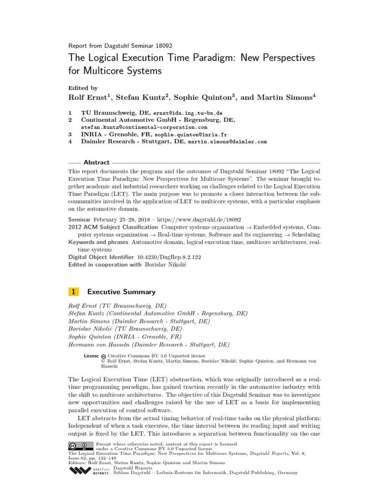 The Logical Execution Time Paradigm Download Free PDF Multi Core