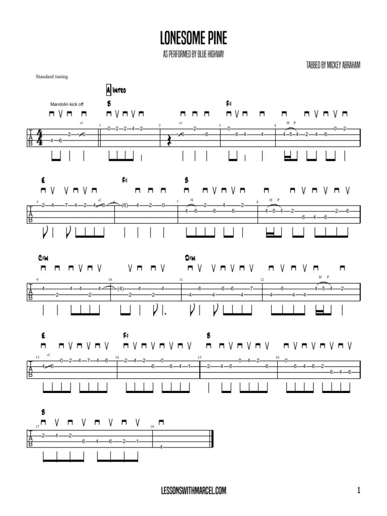 Lonesome Pine Mandolin Intermediate Tab Only PDF