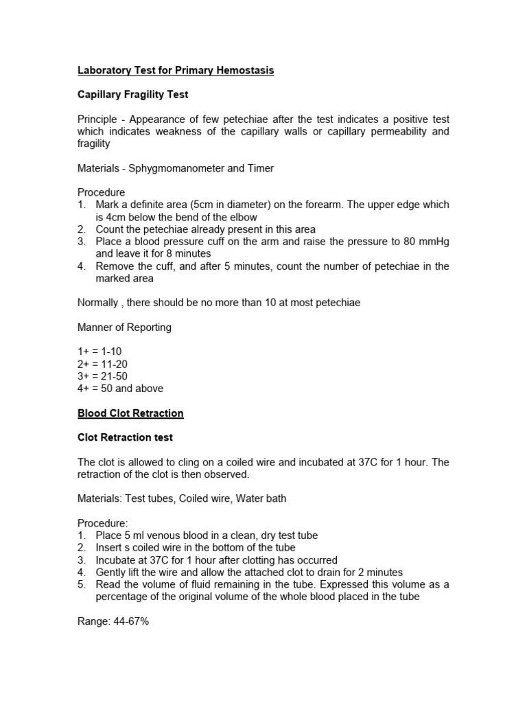 Capillary Fragility Test PDF