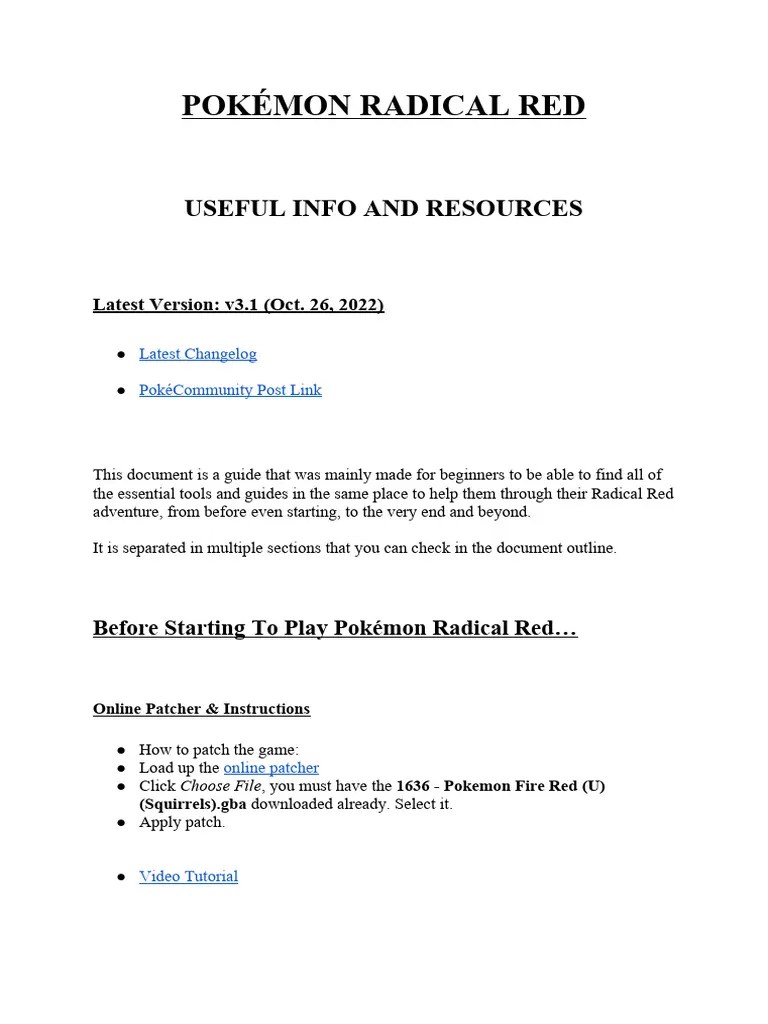 Pokmon Radical Red Beginners Guide Pdf Gaming Video Games