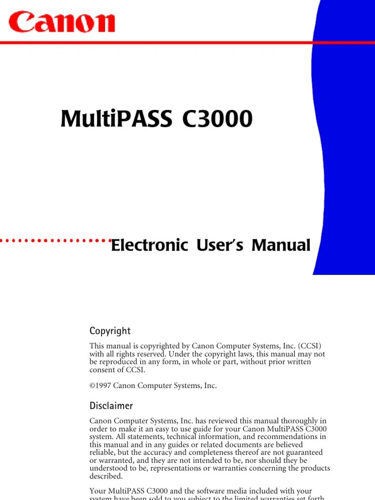 Canon MultiPASS C3000 User's Manual | PDF | Fax | Telephone