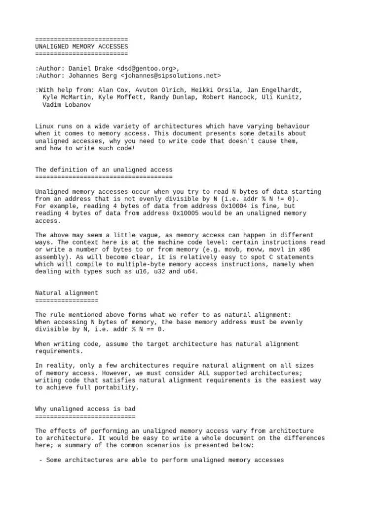 Unaligned Memory Access PDF