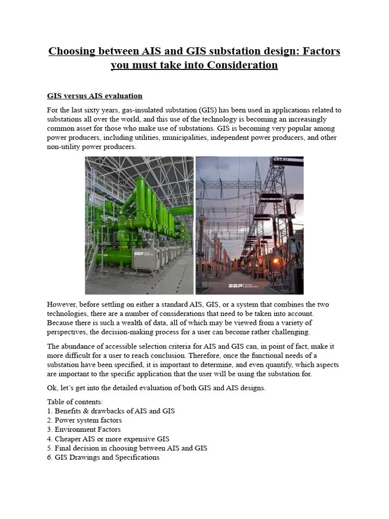 AIS Vs GIS (EN) PDF Electrical Substation Geographic Information