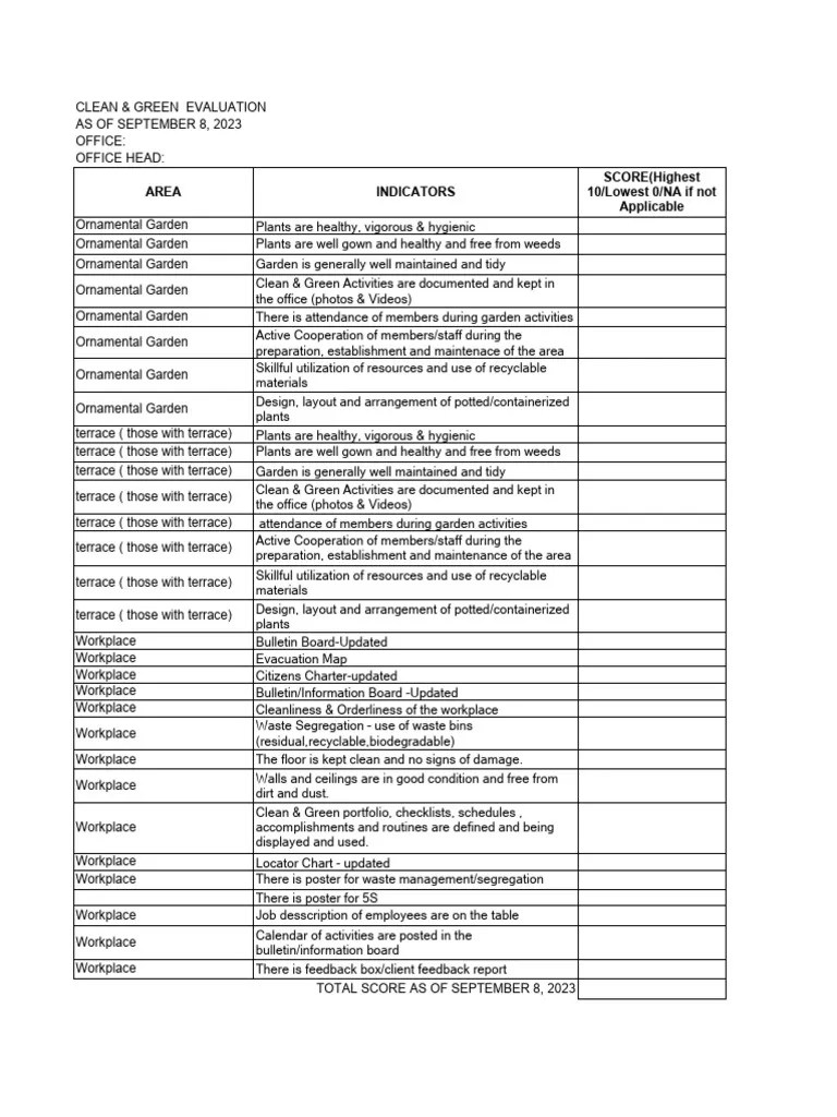Clean Green Evaluation 090823 PDF Economy And The Environment Waste