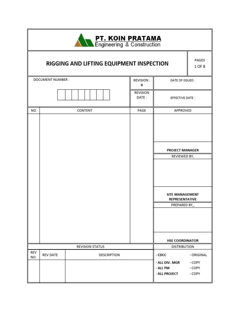 724 Rigging and Lifting Equipment Inspection Procedure (RV) PDF