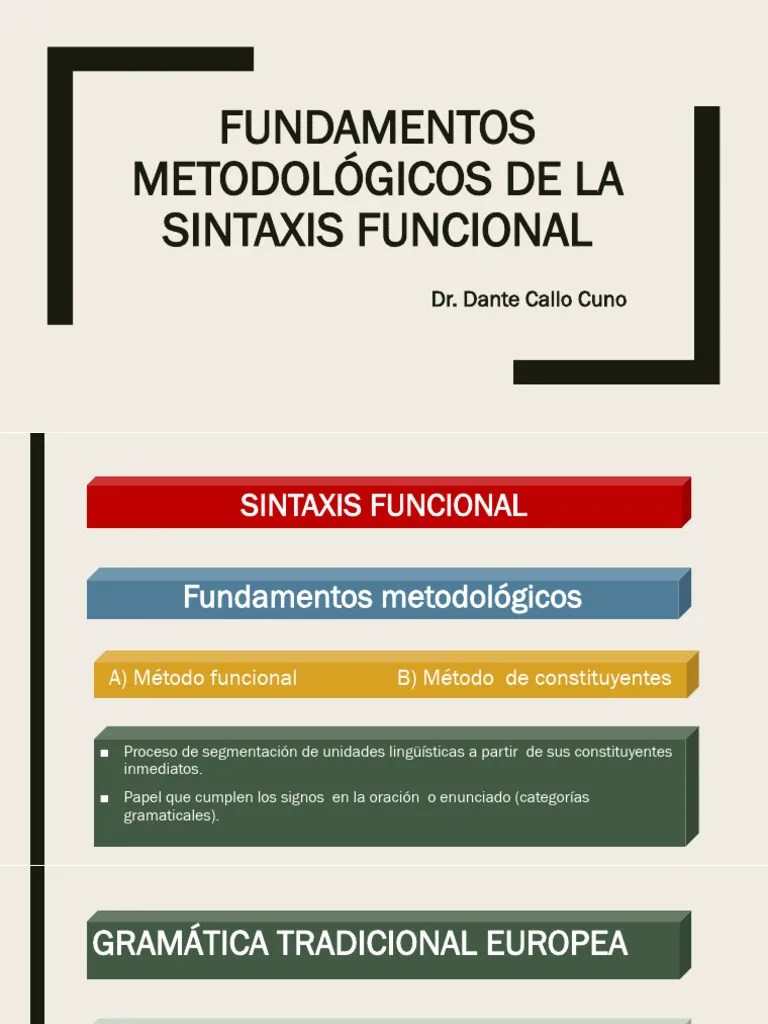 Fundamentos Metodológicos de La Sintaxis Funcional PDF Predicado