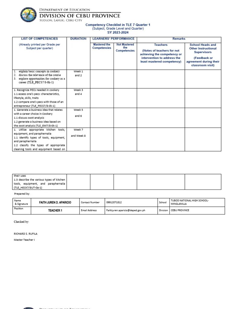 Competency Checklist PDF Personal Protective Equipment Teachers