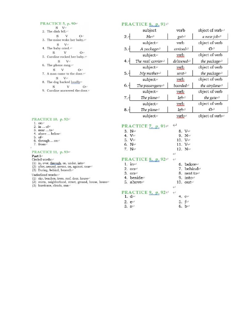 Workbook Answer) Grammar p.90-94 | PDF