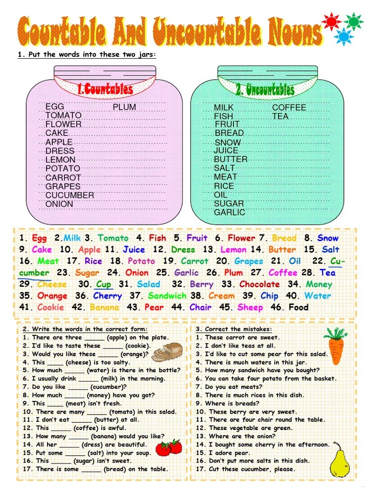 Countable and Uncountable Nouns_1 (1) PDF Salad Tableware