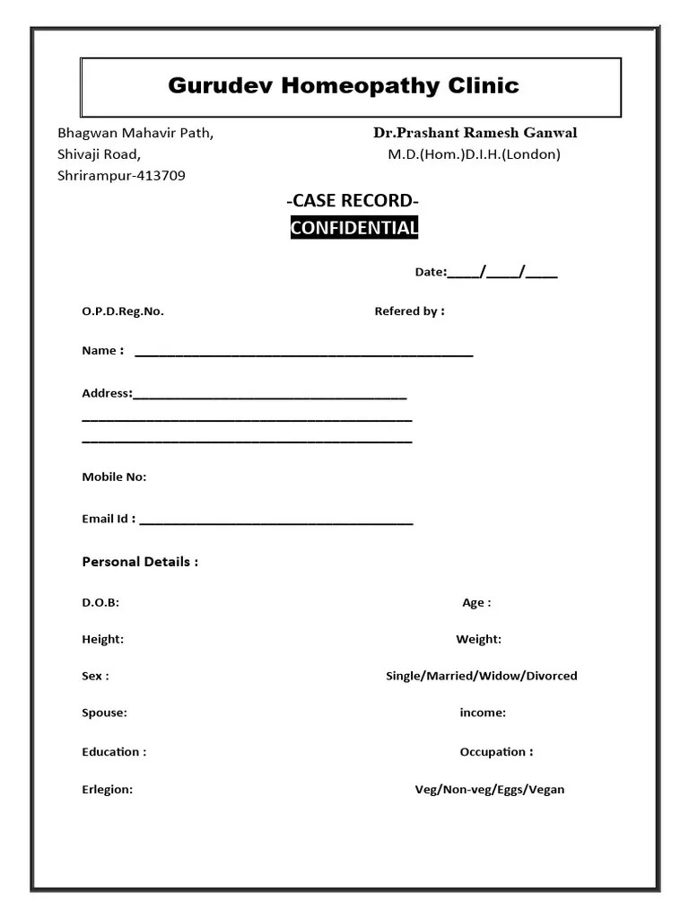 Case Record Sagar PDF Taste Medical Specialties