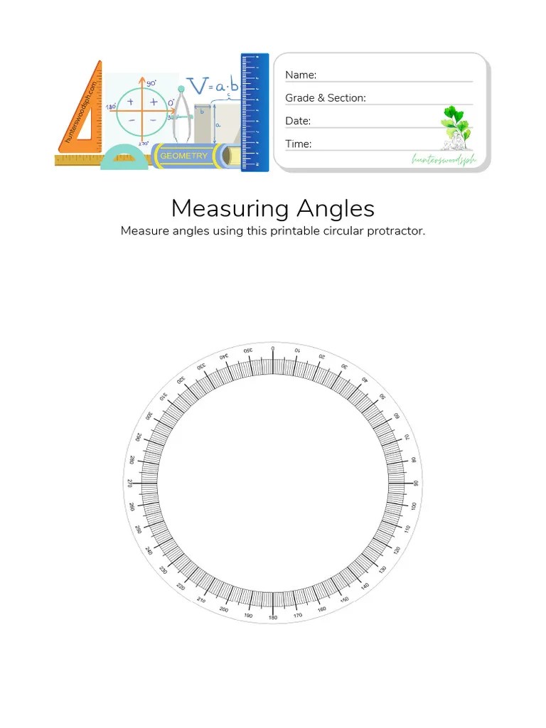 Protractor Geometry Printable PDF