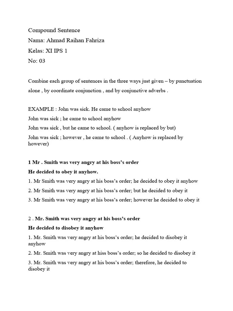 Compound Sentence PDF
