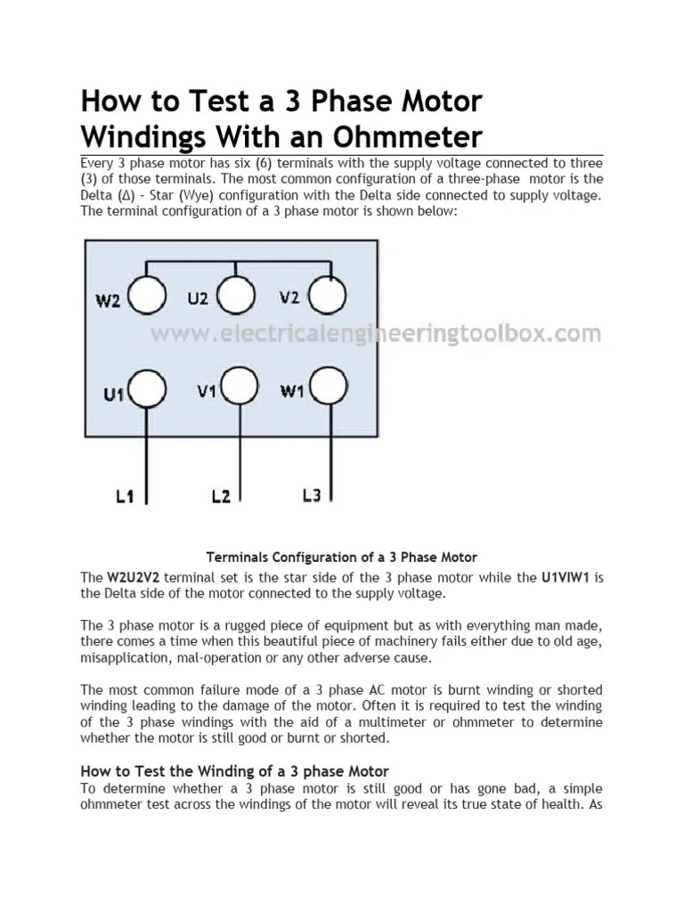 How To Test A 3 Phase Motor Windings With An Ohmmeter | PDF | Electric