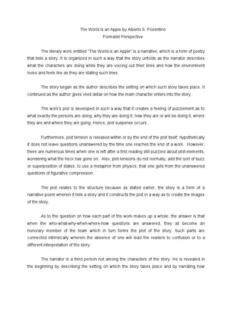 The World is an Apple Plot (Narrative) Narration