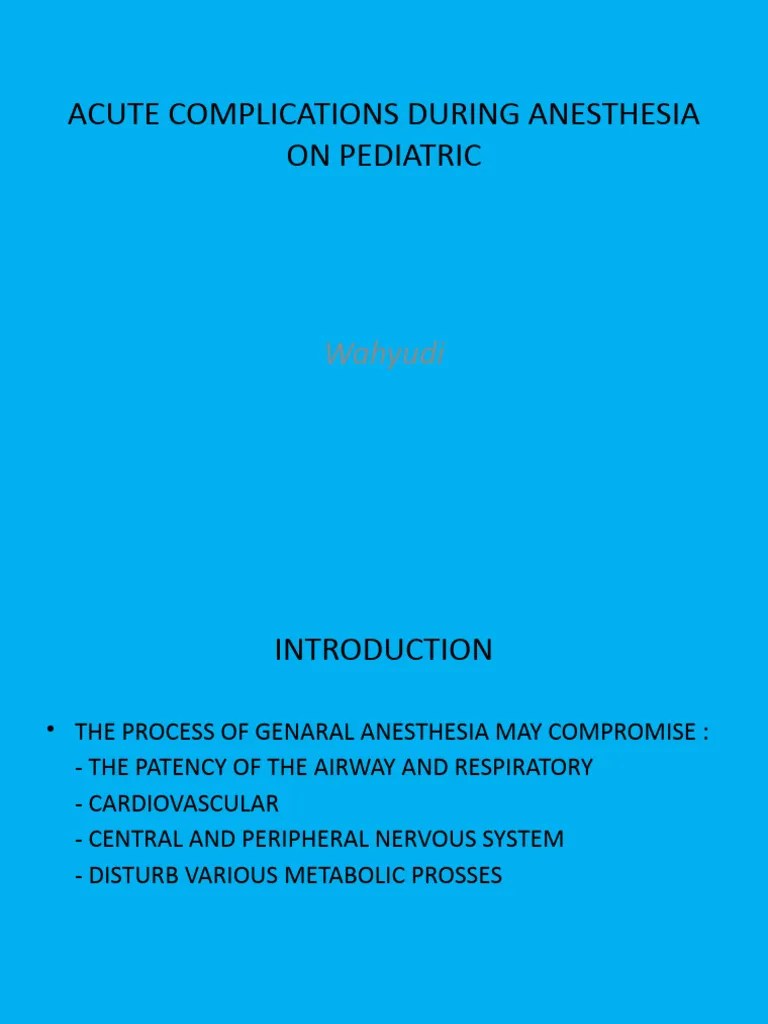 Acute Complication During Anesthesia PDF Anesthesia Respiratory Tract