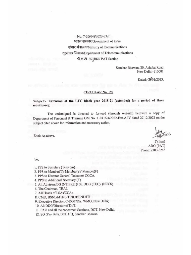 Extension of The LTC Block Year 201821 (Extended) For A Period of