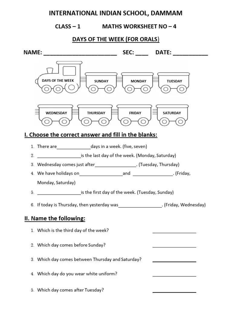 Class 1 Maths Worksheet 4 y 23 PDF
