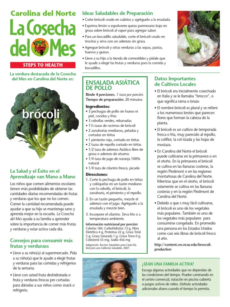 NC HOTM Broccoli Spanish PDF Brócoli Vegetales