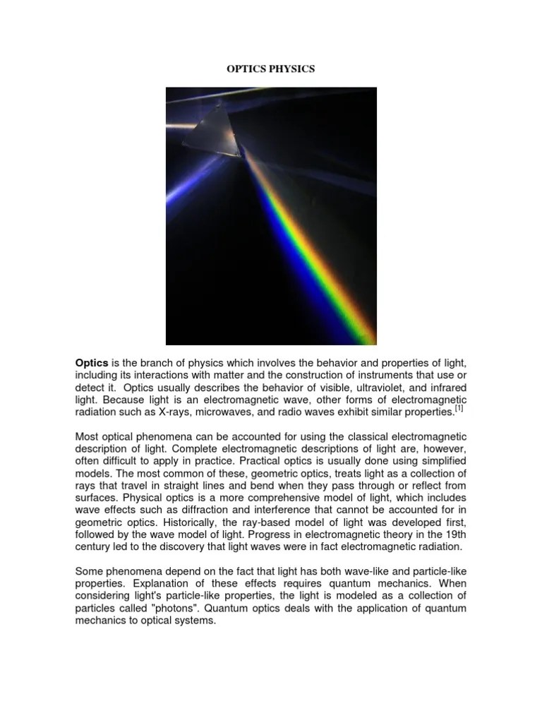 Optical Physics Optics Waves