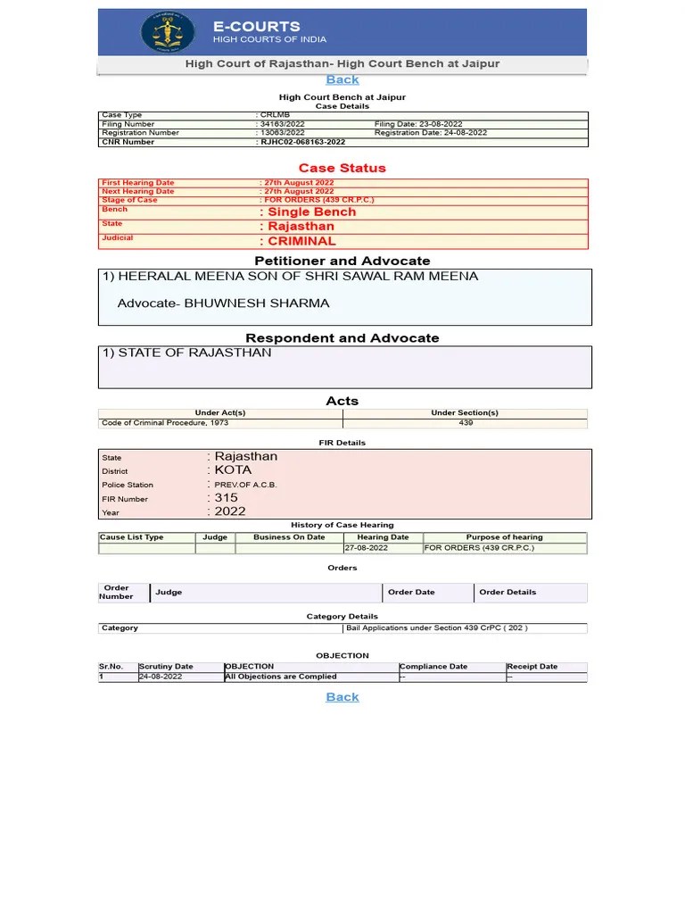 Case Status Search by Case Number PDF