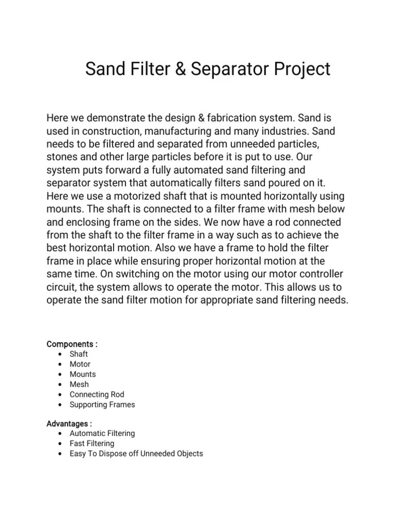 Sand Filter and Separation PDF