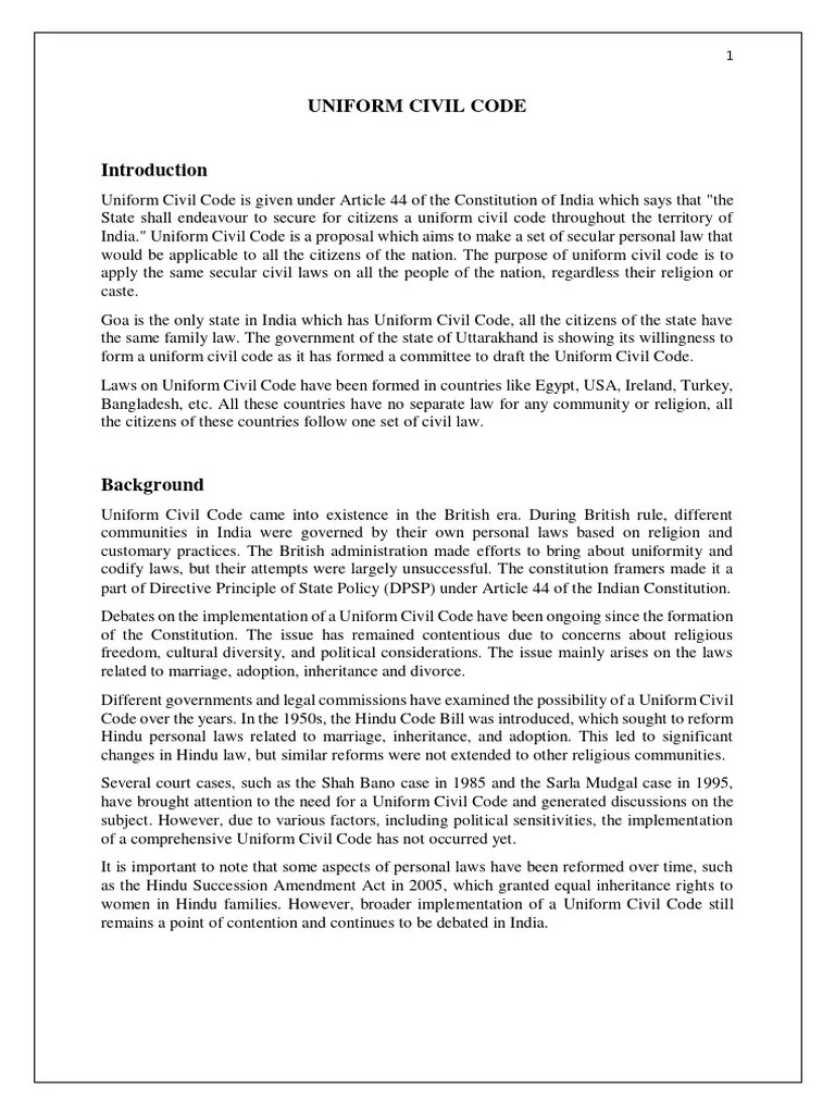Uniform Civil Code PDF