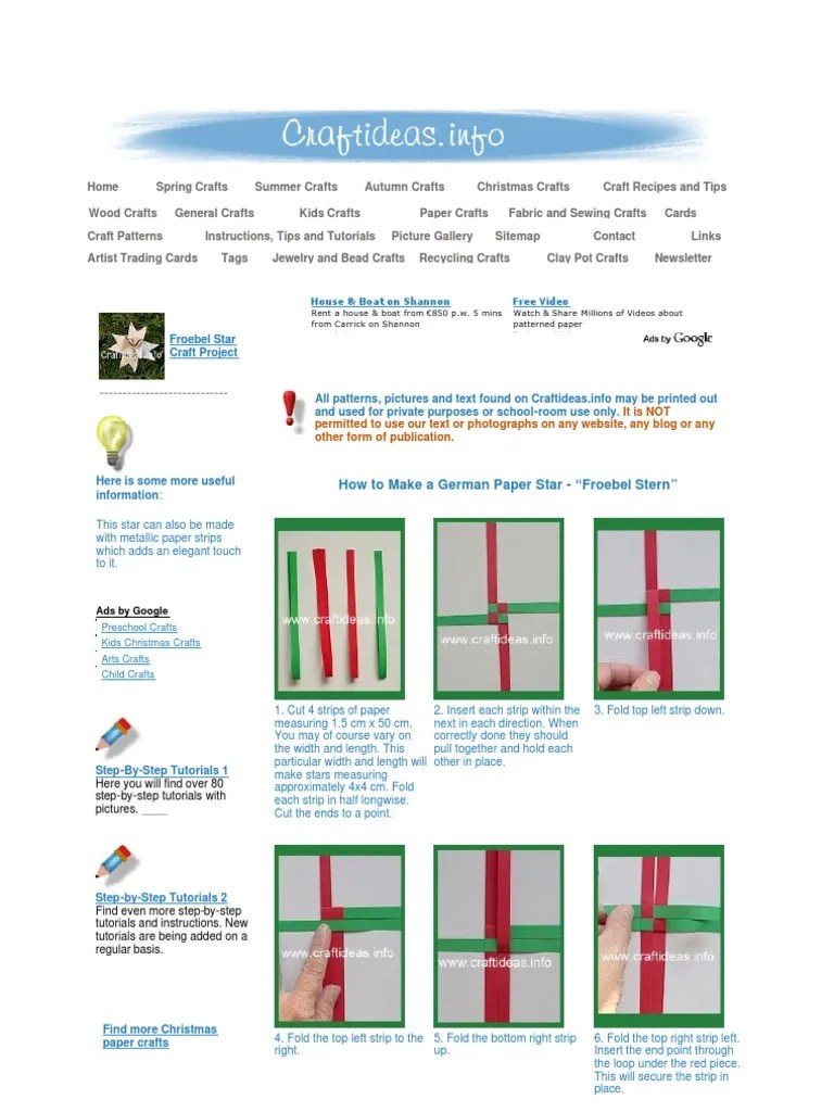 German Star Instructions Paper Crafts