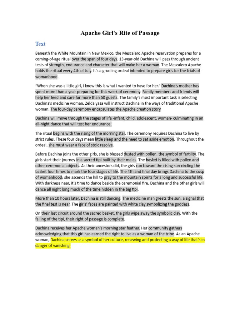 Apache Girl's Rite of Passage PDF