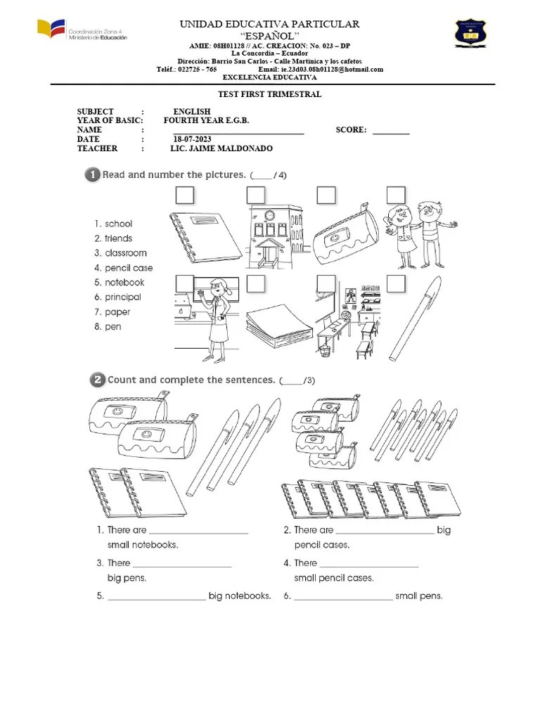 Test 4th First Block 2023 PDF