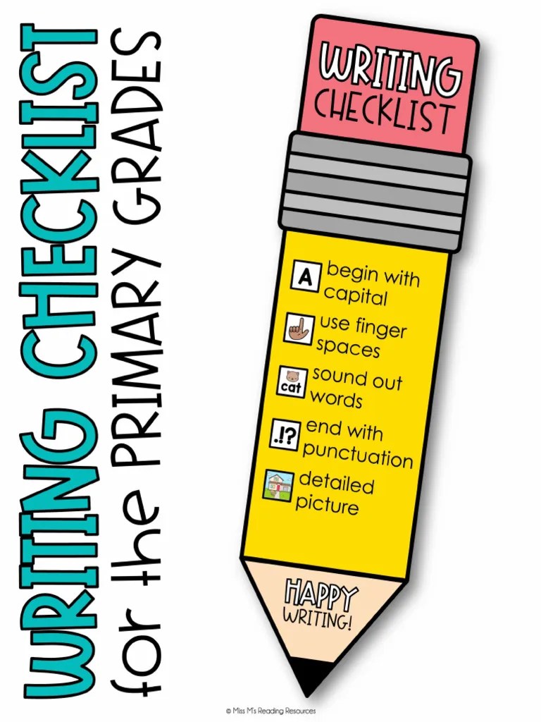 Pencil Writing Checklist PDF