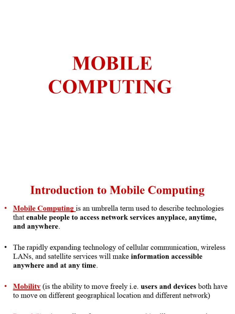 1.introduction To Mobile Computing PDF Computer Network Mobile